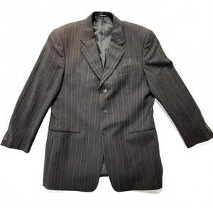 Mens Vintage Armani Collezioni Black Pinstripe Blazer Wool Italy Made 42R